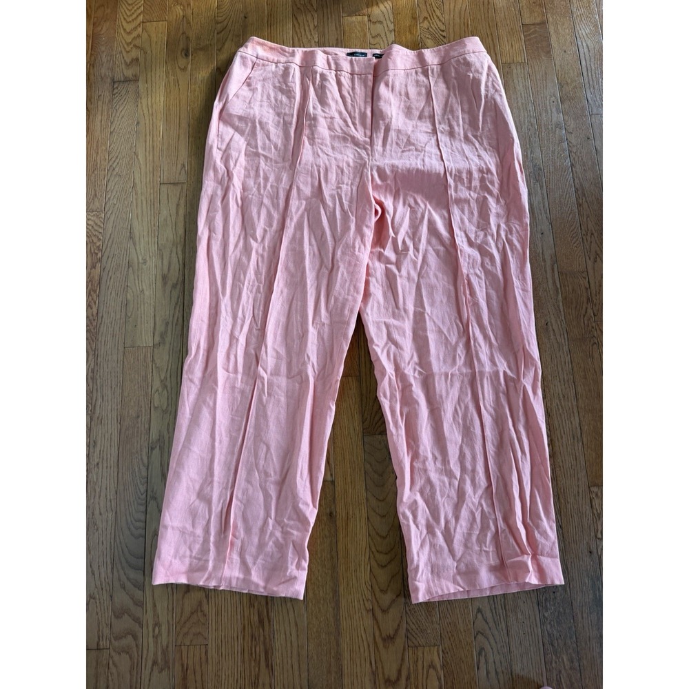 The Limited High Rise Pintuck Linen Wide Leg Pants Pink Tailored 20W